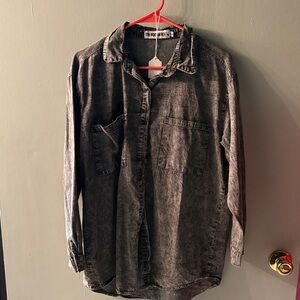 The Rockn Rev Gray Denim Button-Up Shirt